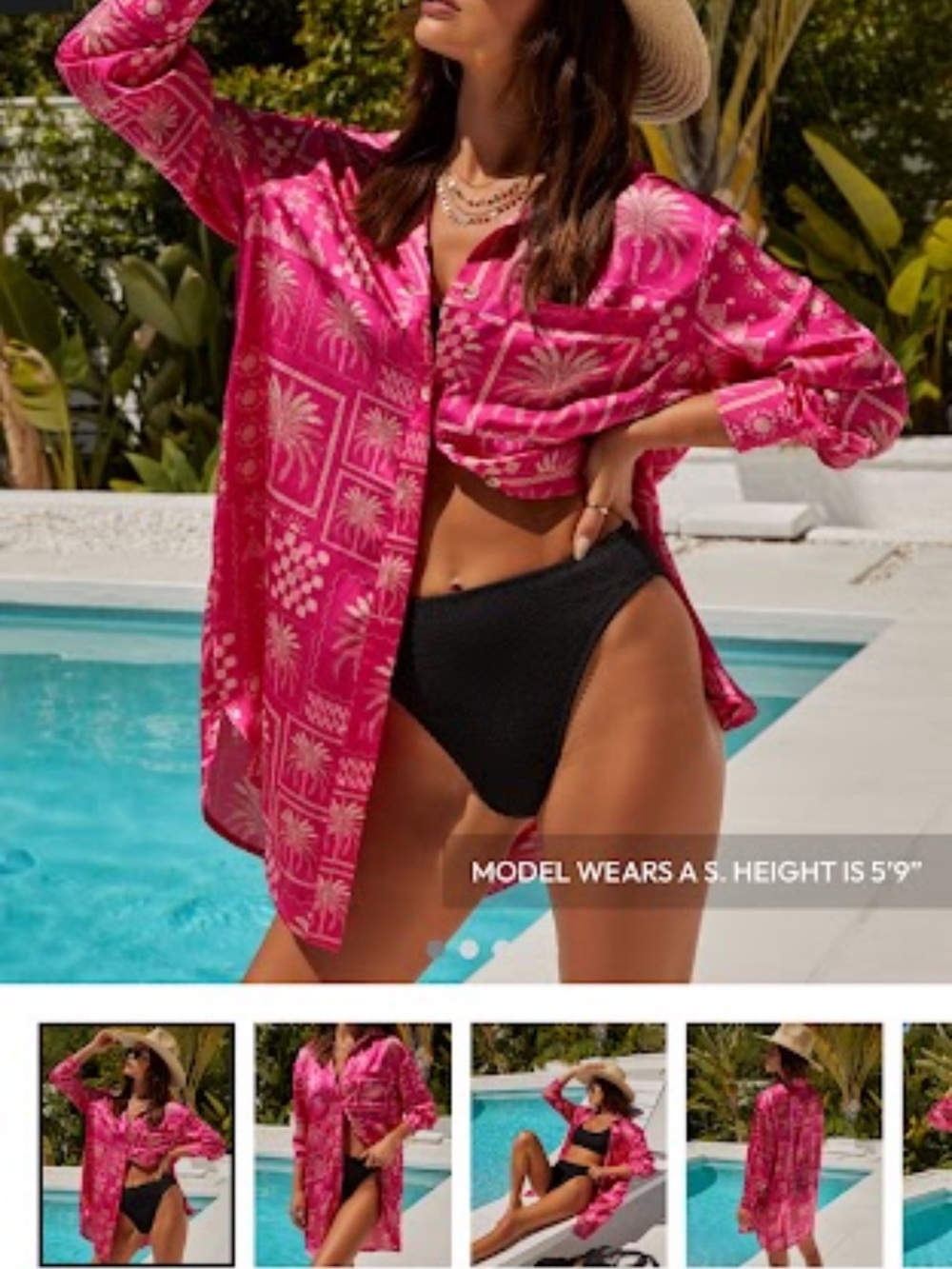Vici Pink Printed Swim Coverup Shirt